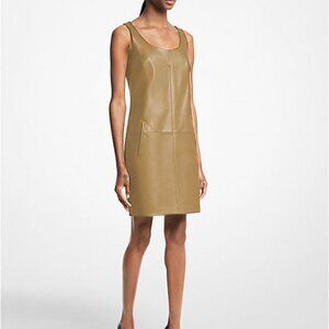 Michael Kors Collection Bonded Plonge Leather Shift Dress RARE!!